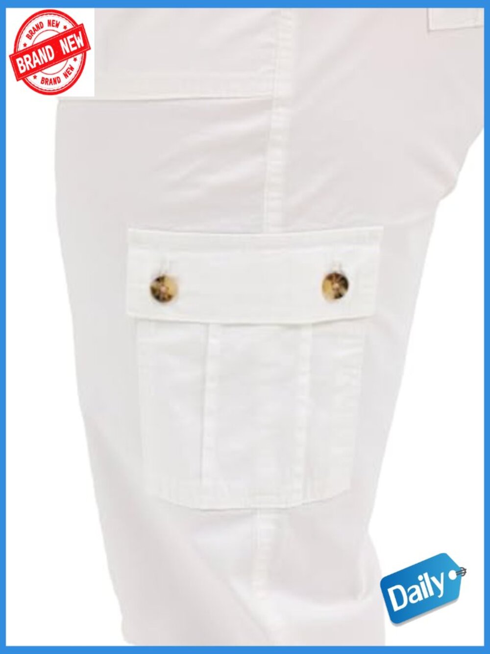 Plus Size Mid-Rise Relaxed Fit Cargo Capri Pant with Flex Waistband - Picture 6 of 7